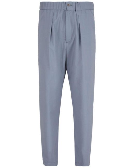 Giorgio Armani Blue Pleat-detail Elasticated-waistband Trousers for men