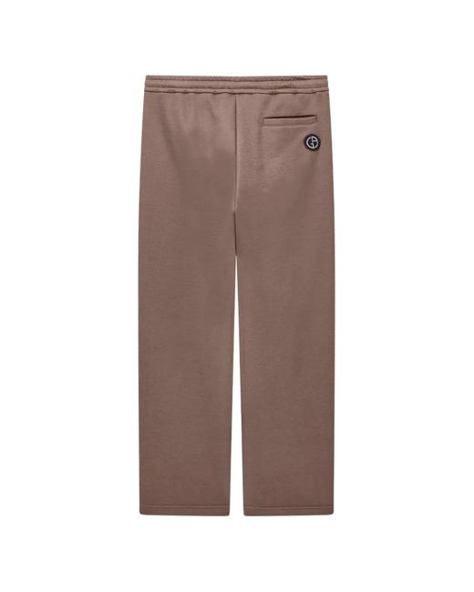 Giorgio Armani Brown Drawstring Logo-Patch Trousers for men