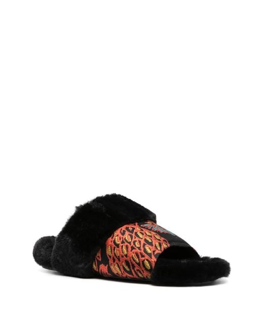 LaDoubleJ Black Winter Jacquard Slides