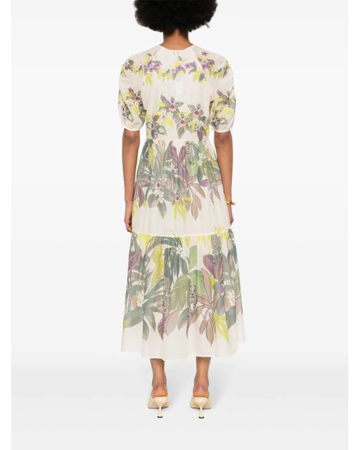 Twinset White Jungle-Print Muslin Dress