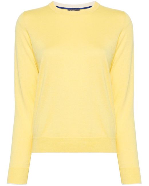 N.Peal Cashmere Yellow Pullover mit Kontrasträndern