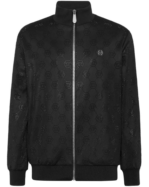 Philipp Plein Black Monogram-Embellished Jacket for men
