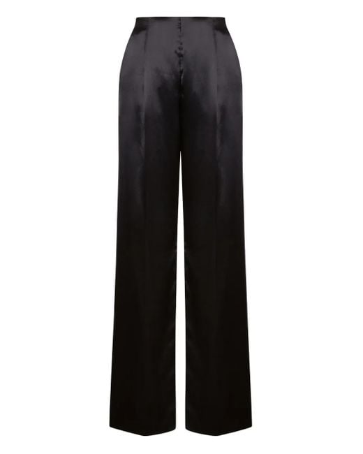 Alberta Ferretti Black Wide-Leg Pants With High Waistpleats