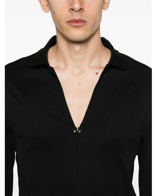 Mugler Black Pierced Polo Shirt for men