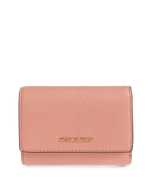MICHAEL Michael Kors Pink Logo-Plaque Pebbled-Leather Wallet