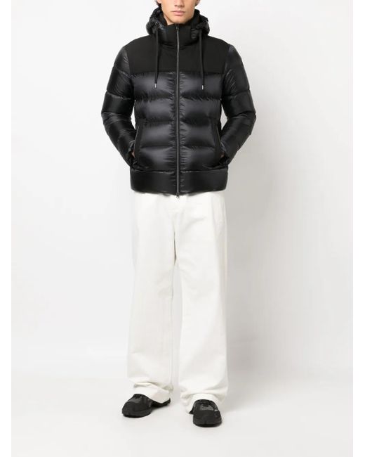 Herno Black Drawstring-Hood Padded Down Jacket for men