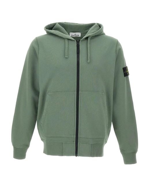 Stone Island Green Compass-Motif Hoodie for men