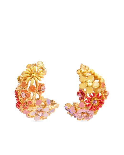 Oscar de la Renta Orange Crystal-embellished Hoop Earrings