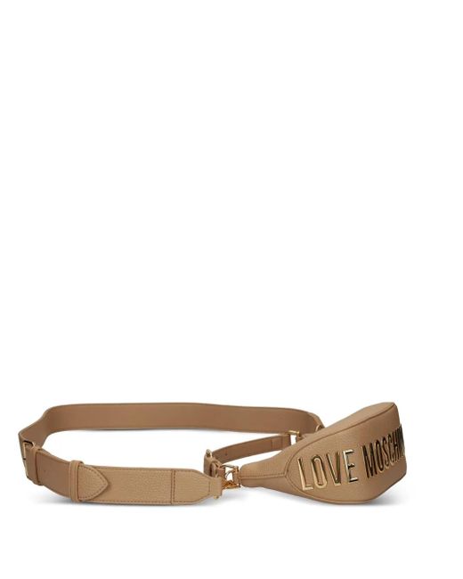 Borsa A Spalla Con Logo di Love Moschino in Brown