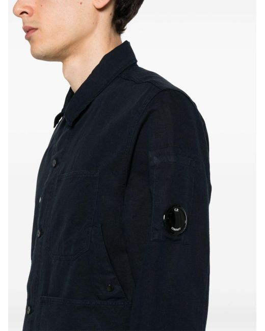 C P Company Blue Lens-detail Long-sleeve Shirt for men