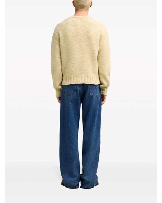 AMI Natural Shearling Crew Neck Sweater