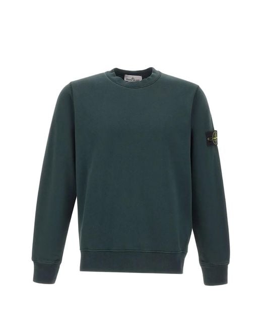 Stone Island Green 610060 Organic-Cotton-Fleece Regular-Fit Crewneck Sweatshirt With Raglan Sleeves for men