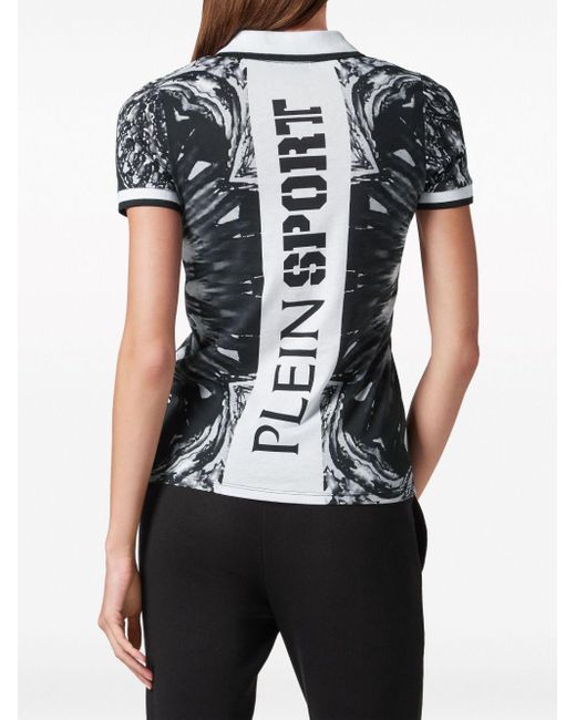 Philipp Plein Black Graphic-print Cotton Polo Shirt