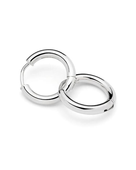 Adina Reyter White 25Mm Tube Hoop Earrings
