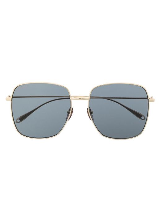 Gucci Logo Engraved Square Frame Sunglasses In Blue For Men Lyst