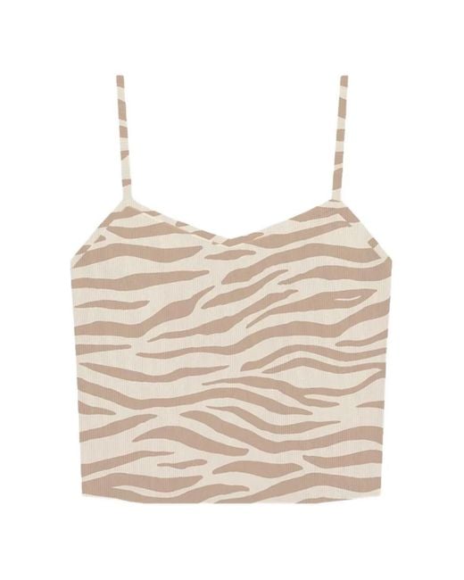 Mc2 Saint Barth Natural Zebra Print Crop-Top