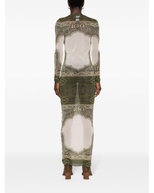 Jean Paul Gaultier Maxi-jurk Met Mesh in het Natural