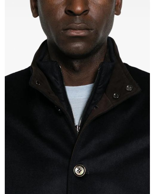 Moorer Black Button-Fastening Bomber Jacket for men