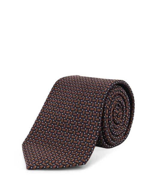 Kiton White Patterned Silk Tie for men