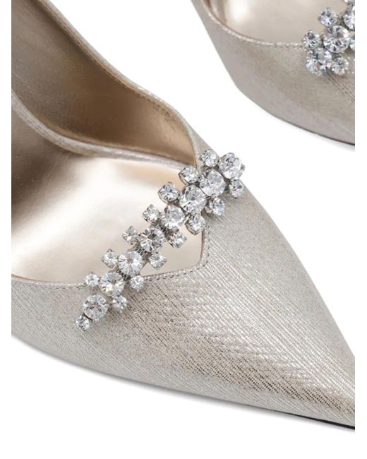 Jimmy Choo White 90Mm Belinda Crystal-Embellished Pointed-Toe Pumps