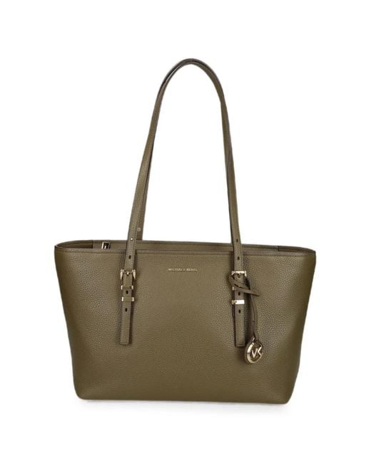 MICHAEL Michael Kors Natural Logo-Plaque Buckled Tote Bag