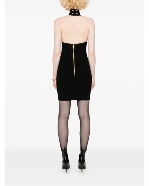 Balmain Black Short Dress With Buttons