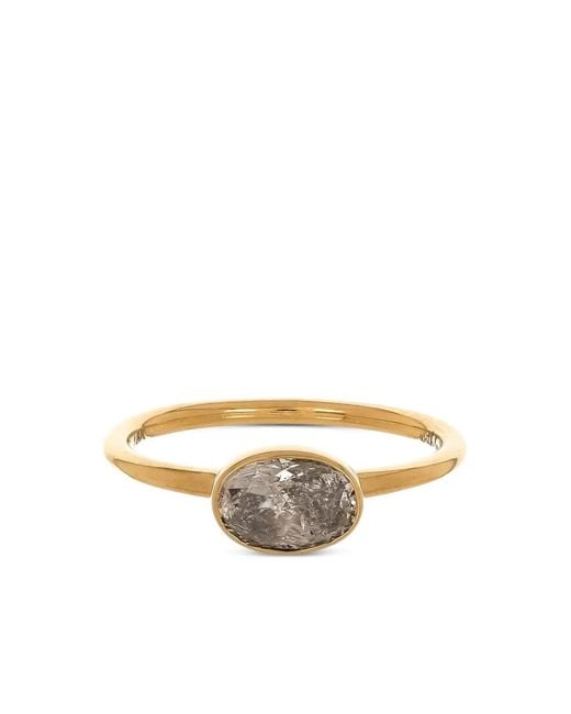 Nimo With Love White 18K Rustic Horizontal Oval Skinny Ring