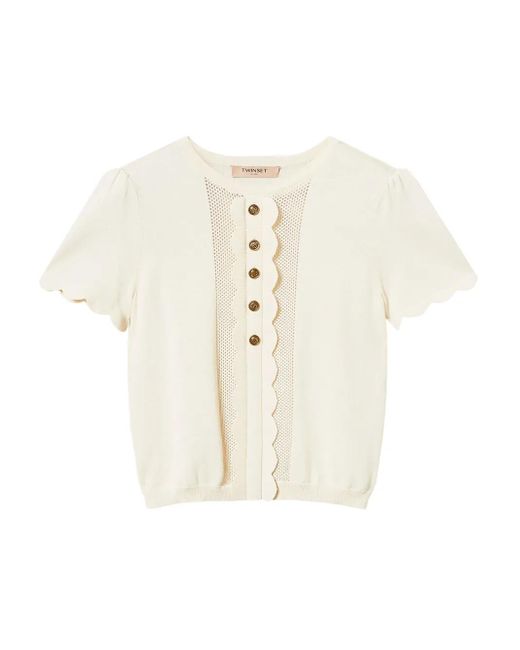 Twinset White Oval Buttons T-Shirt