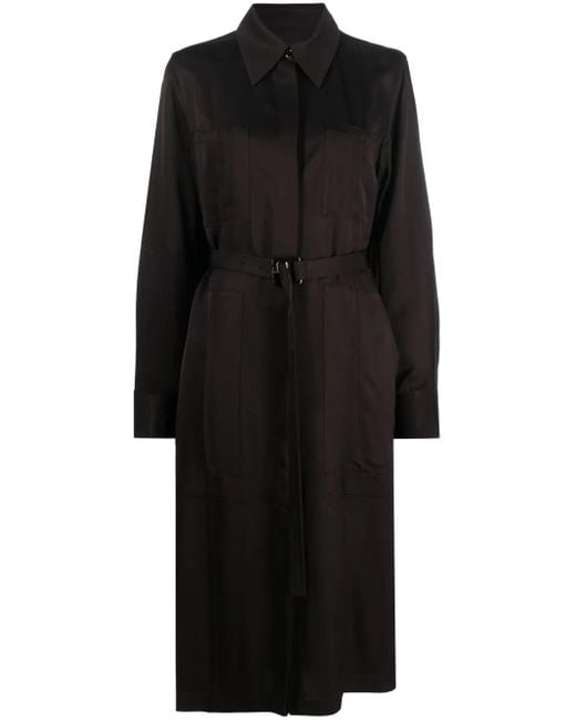 Jil Sander Black Single-breasted Belted-waist Coat