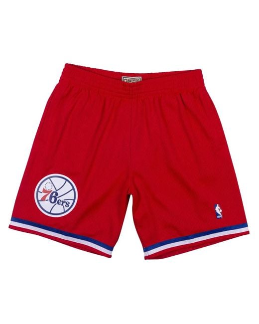 Mitchell & Ness 2002/03 Hardwood Classics Philadelphia 76Ers "University" Swingman Shorts in Red für Herren