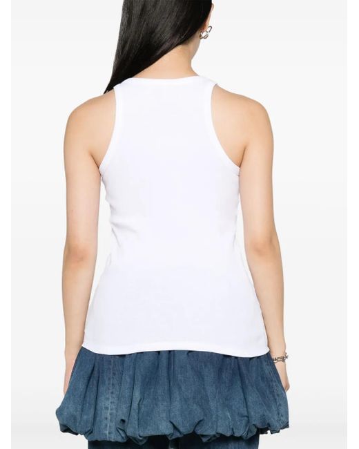 The Attico White Ribbed Cotton Tank Top