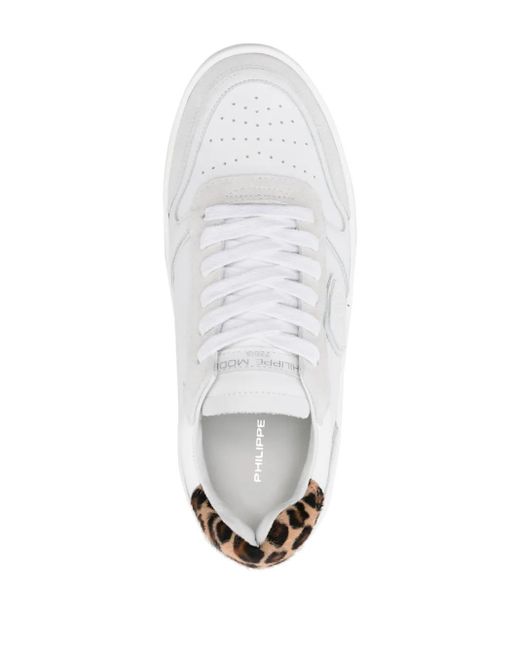 Philippe Model White Nice Sneakers With Leopard Print Heel