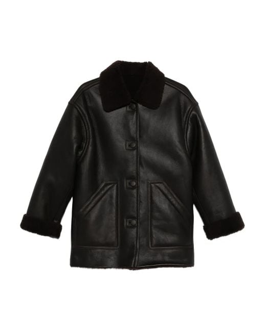 Sandro Black Leather Short Coat