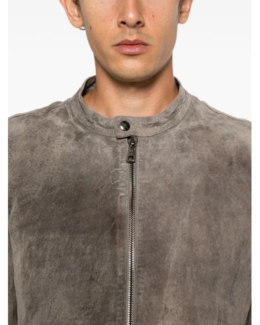 Giorgio Brato Brown Zip-Up Suede Jacket for men