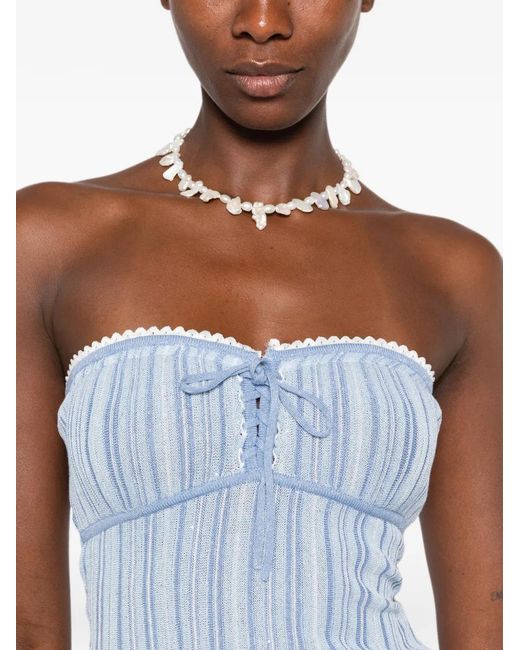 Asta Resort Blue Cleo Lace-Up Top