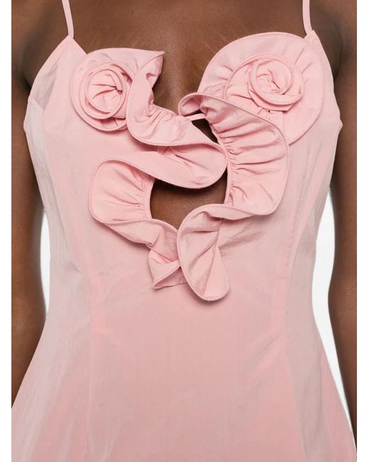 Magda Butrym Pink Ruffled Floral-Appliqué Mini Dress