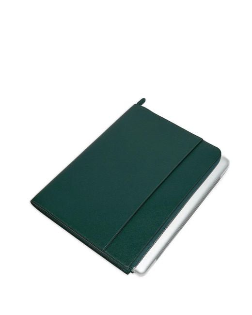 Smythson Green Large Panama Laptop Case