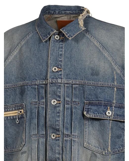 DAIRIKU Blue 80Year Distressed-Effect Denim Jacket for men