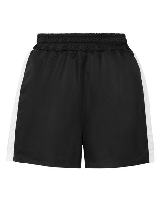 Pantalones cortos de running con franjas del logo Philipp Plein de color Black