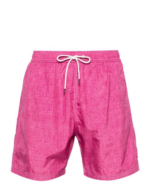 Paul & Shark Pink Shark-charm Textil-print Swim Shorts for men