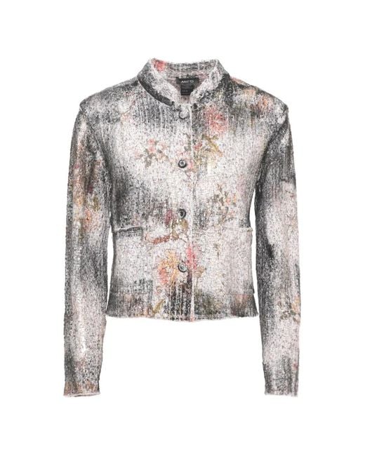 Avant Toi White Floral-Pattern Sequin-Embellished Jacket