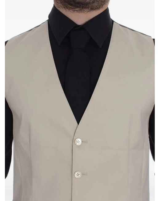 Dolce & Gabbana Gray V-Neck Button-Up Vest for men