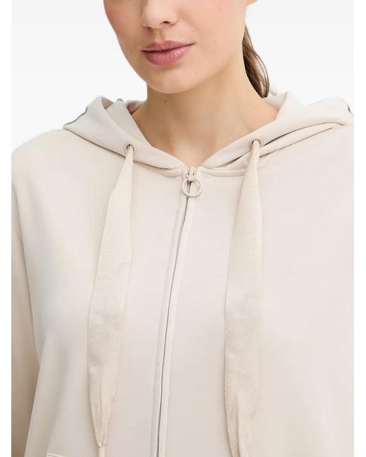 Guess White Hoodie Zippé À Bande Logo