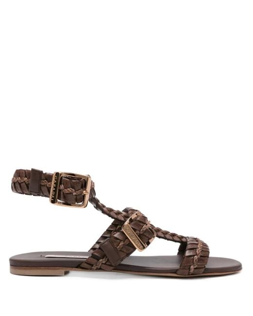 Casadei Brown Sandalen mit geflochtener Schnalle
