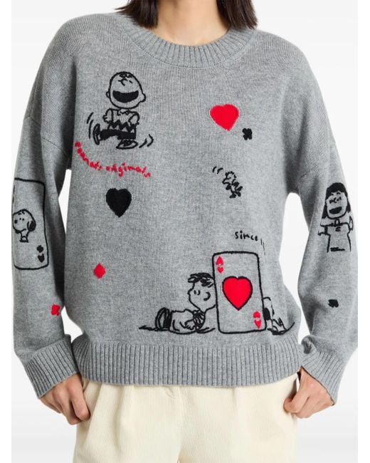 Chinti & Parker Gray X Peanuts Crew-Neck Sweater
