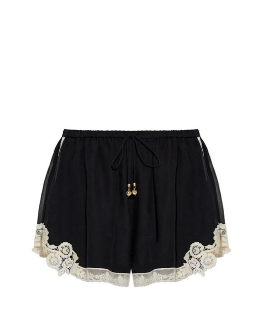 Zimmermann Black Lace-Trim Shorts