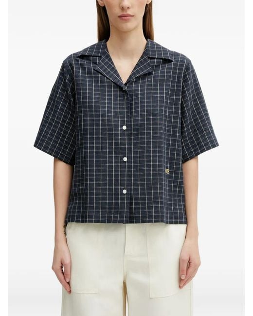 Wales Bonner Blue London Bowling Check-Print Short-Sleeve Shirt