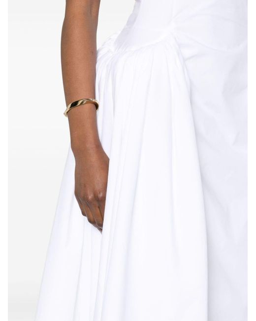 16Arlington White Vezile Popeline-Kleid mit drapierten Einsätzen