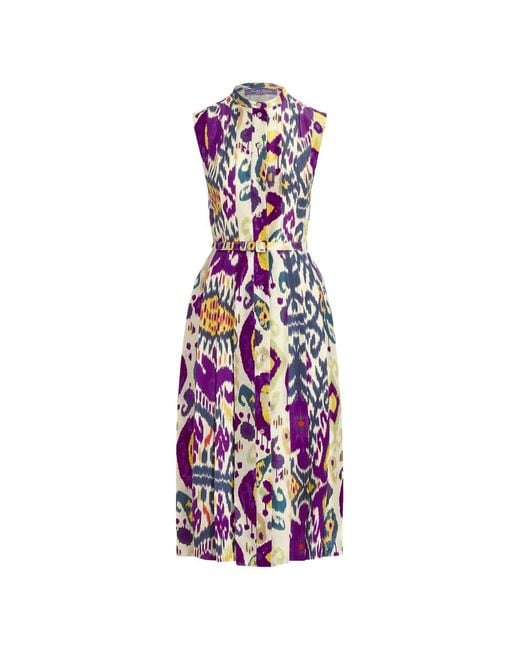 Polo Ralph Lauren White Ikat Buttoned Midi Dress