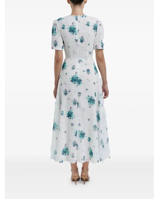 POST MERIDIEM White Floral-Print Midi Dress
